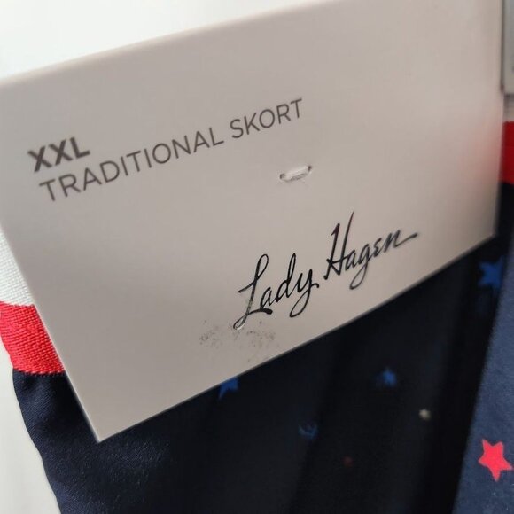 Lady Hagen Women's Contrast Trim Golf Skort Navy Star Print - Size XXL - Picture 8 of 14